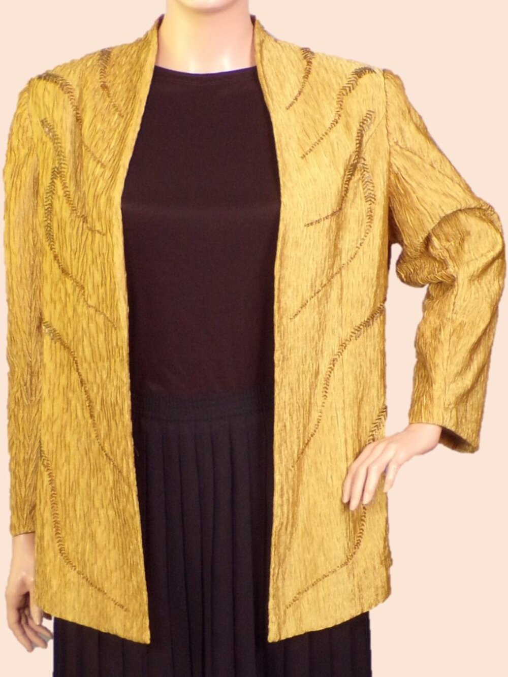 NUBIANO NEW YORK size 18 gold open-front blazer 100% polyester dry clean only